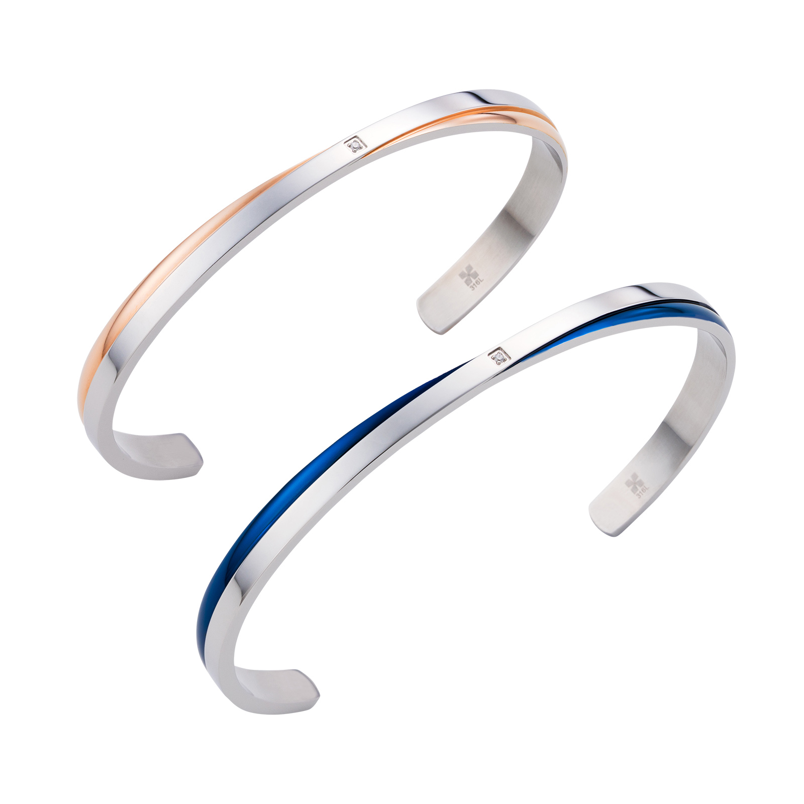 ステンレス クロス ペアバングル