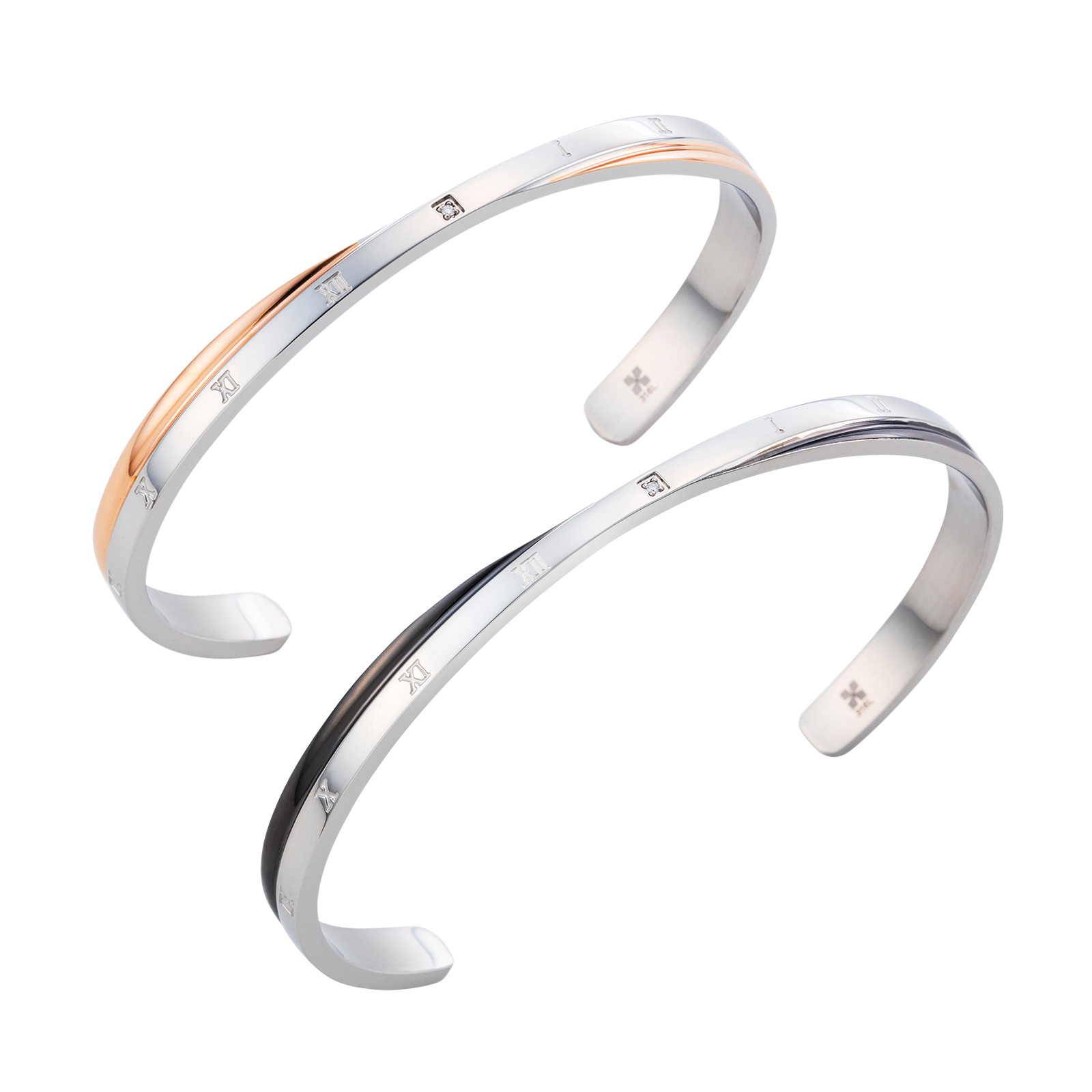 ステンレス TIME ペアバングル