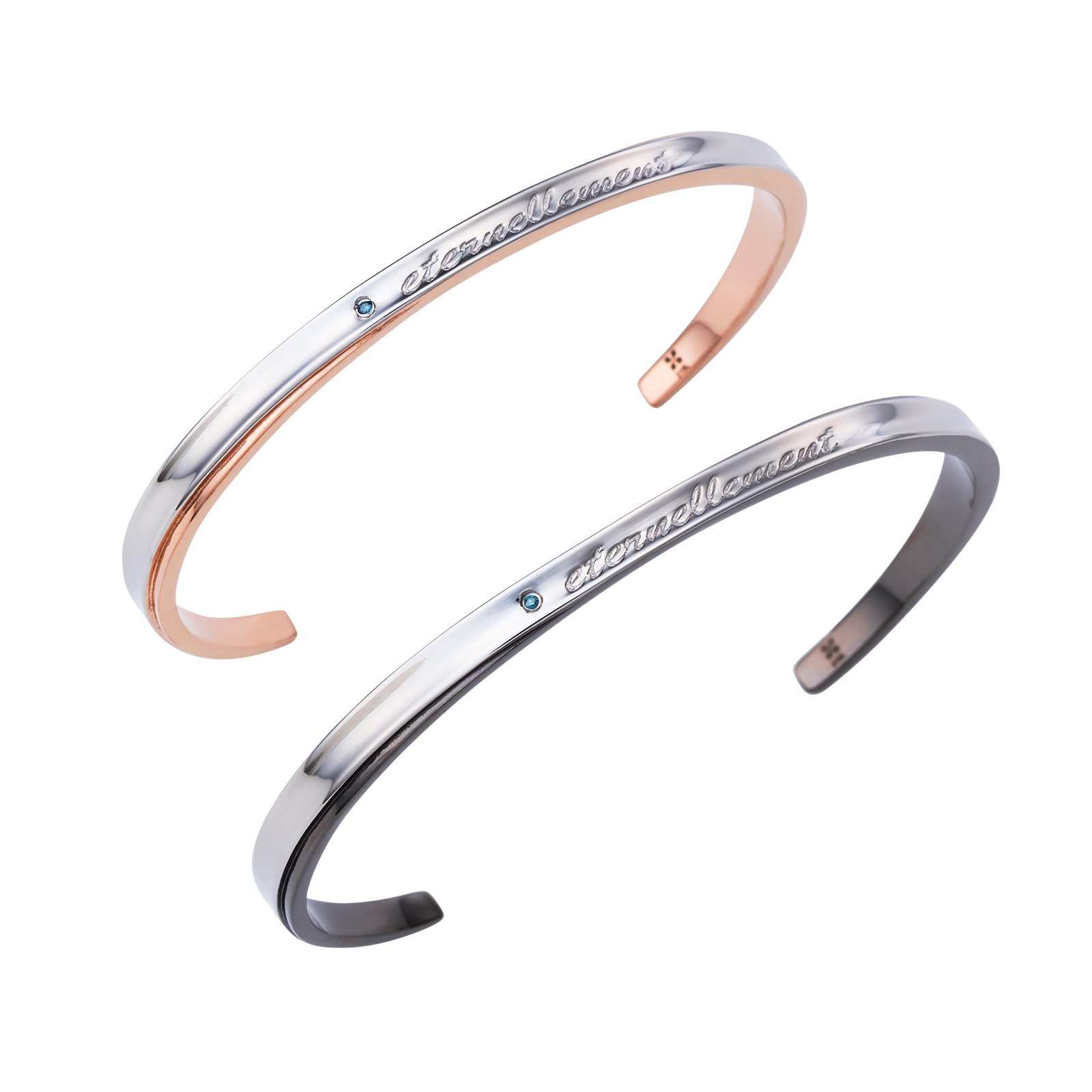 ステンレス カラーストーン ペアバングル