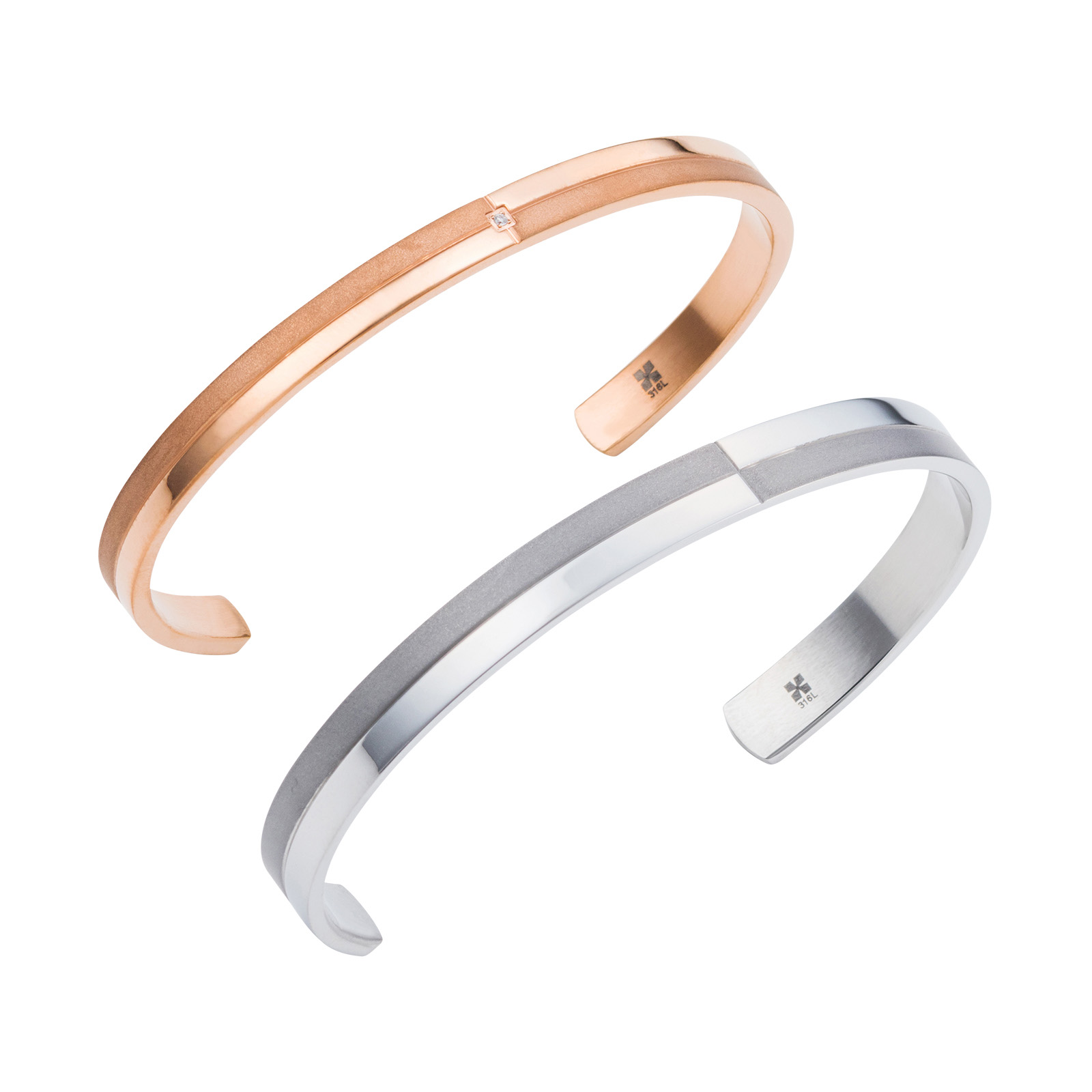 ステンレス シンプル ペアバングル