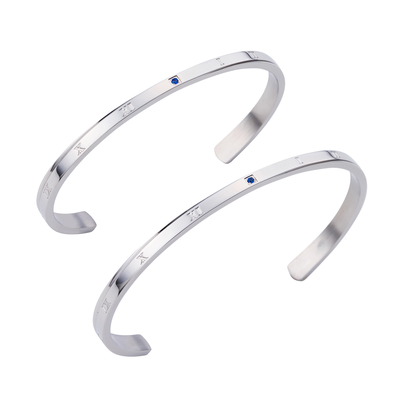 ステンレス ブルーストーン ペアバングル