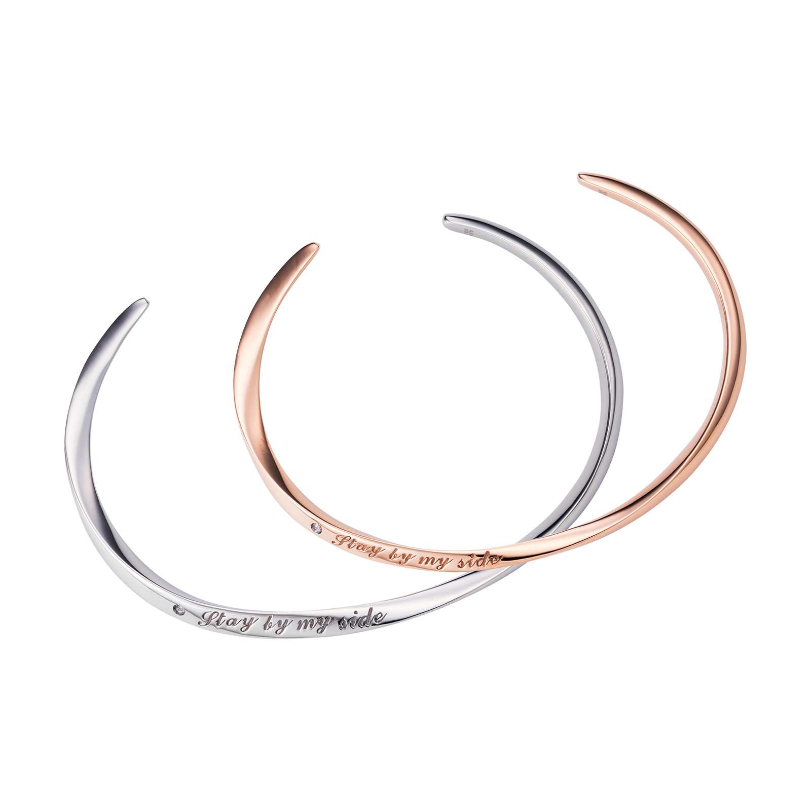 ステンレス 「Stay by my side」 ペアバングル