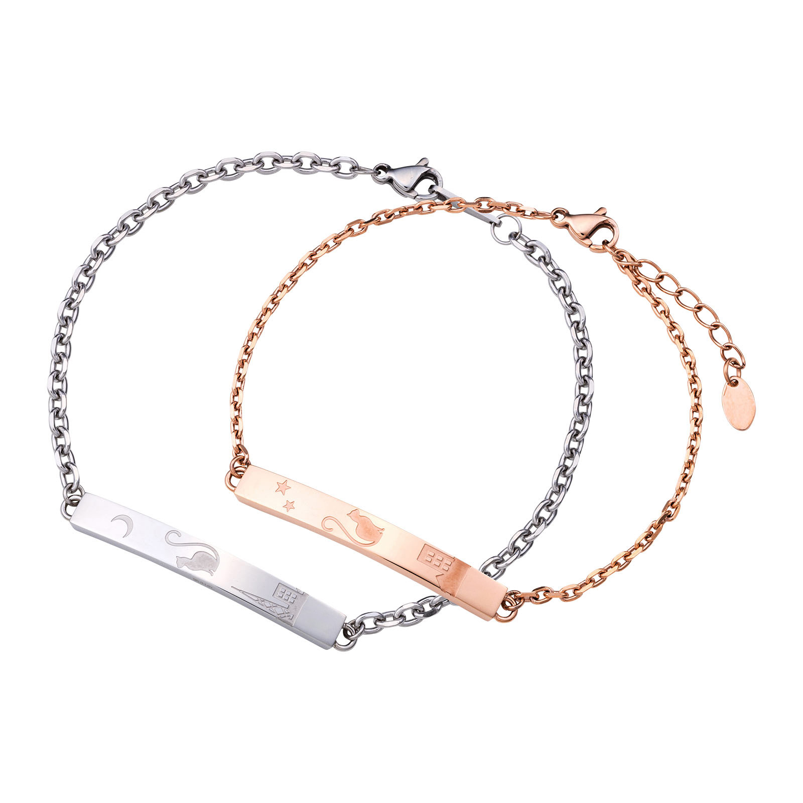 ステンレス クロス ペアブレスレット