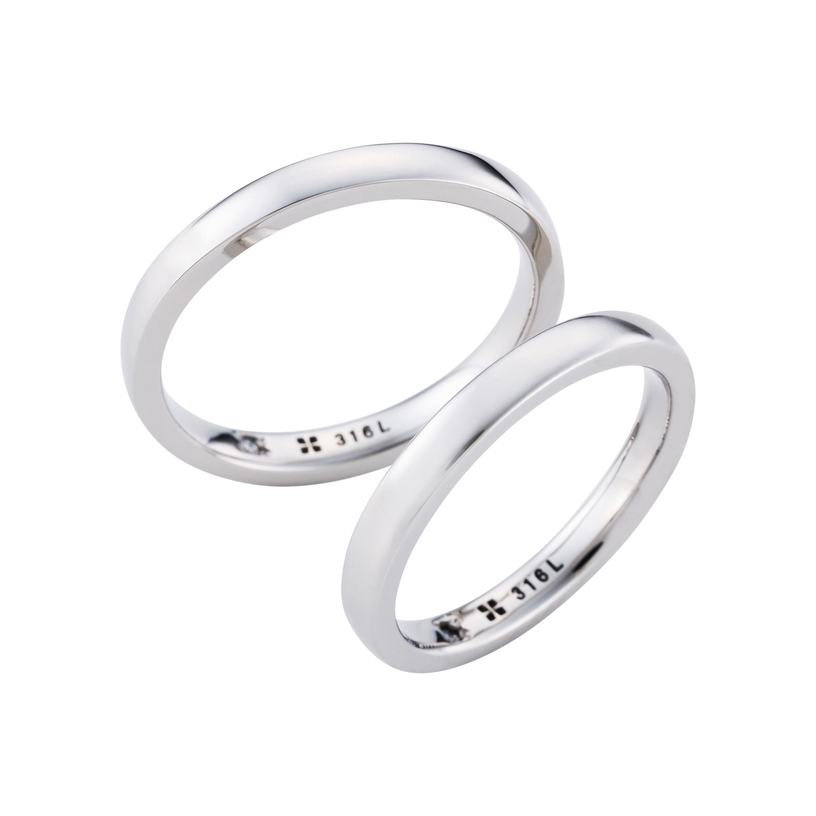 ステンレス 甲丸 誕生石 ペアリング