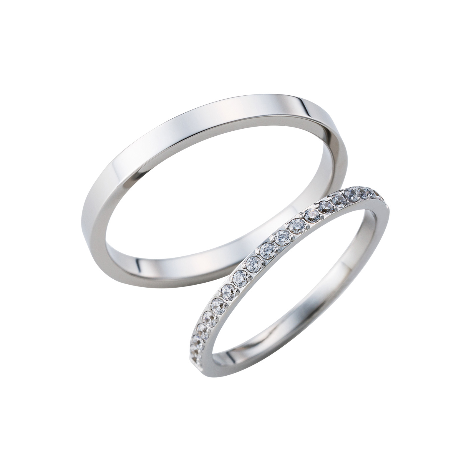 ステンレス ハーフエタニティ ペアリング