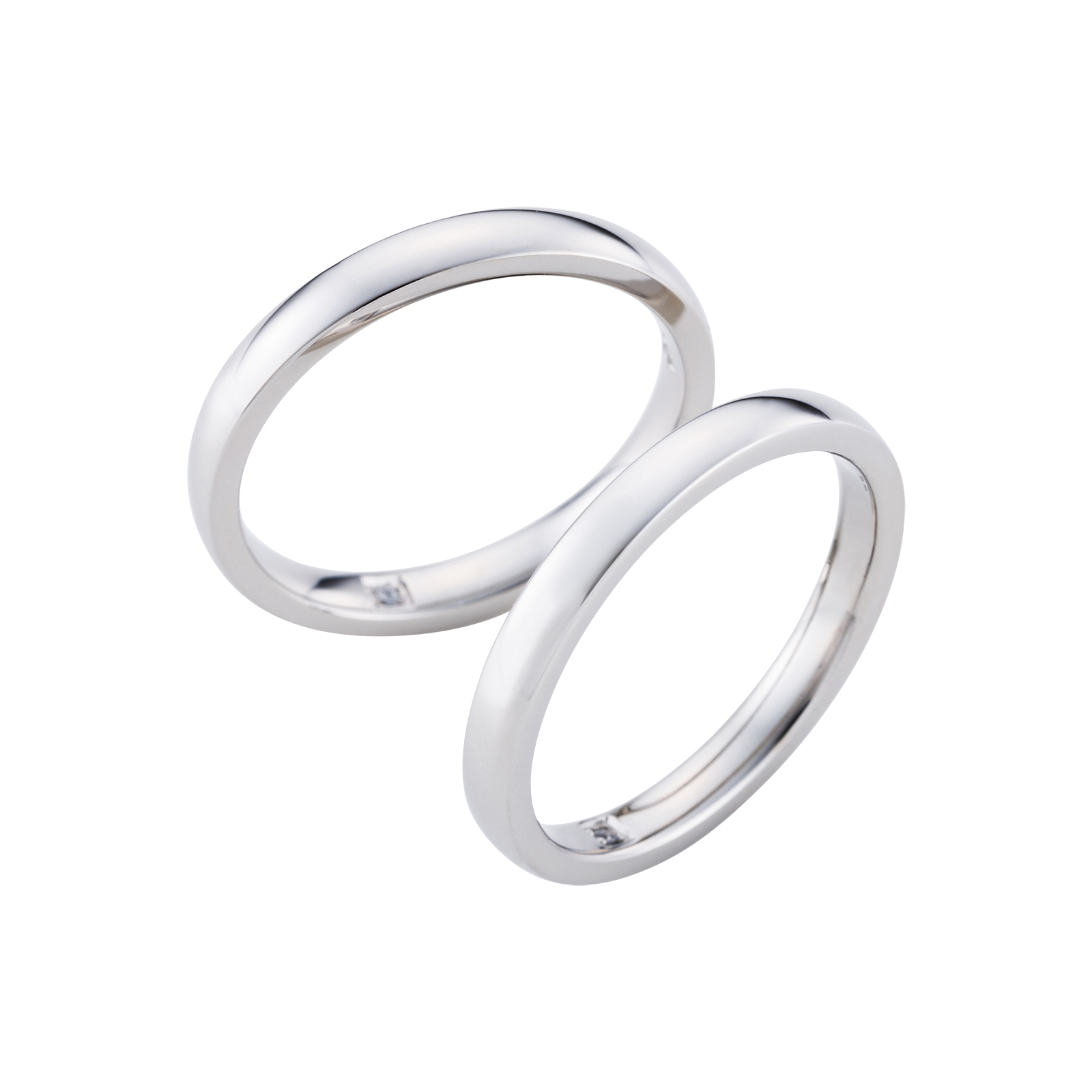 ステンレス 甲丸 ダイヤモンド ペアリング