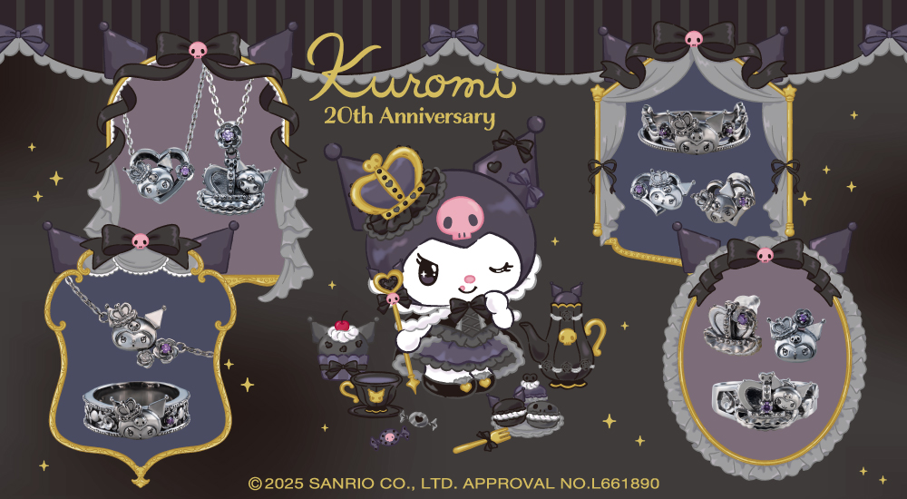 クロミ 20周年 サンリオキャラクターズ ピアス 両耳用 シルバー SAKU20-P001BK