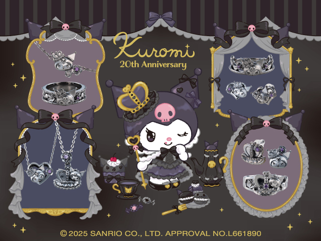 クロミ 20周年 サンリオキャラクターズ ピアス 両耳用 シルバー SAKU20-P001BK