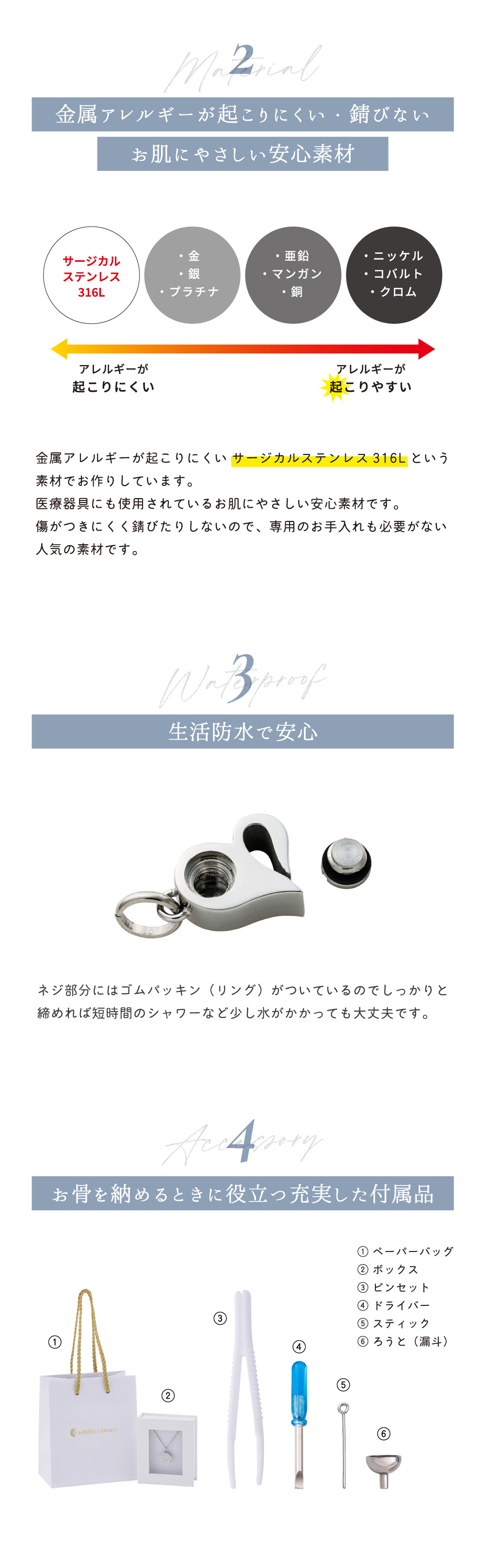 遺骨ペンダント メモリアルアクセサリー ステンレス MEMPD301
