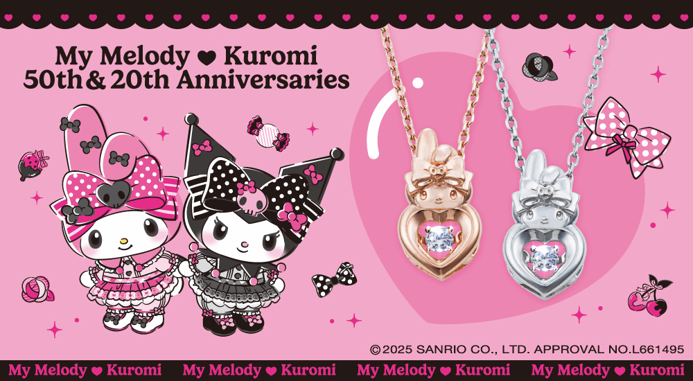 マイメロディ 50周年 サンリオキャラクターズ ダンシングストーン ネックレス シルバー SAMM50-N003RD