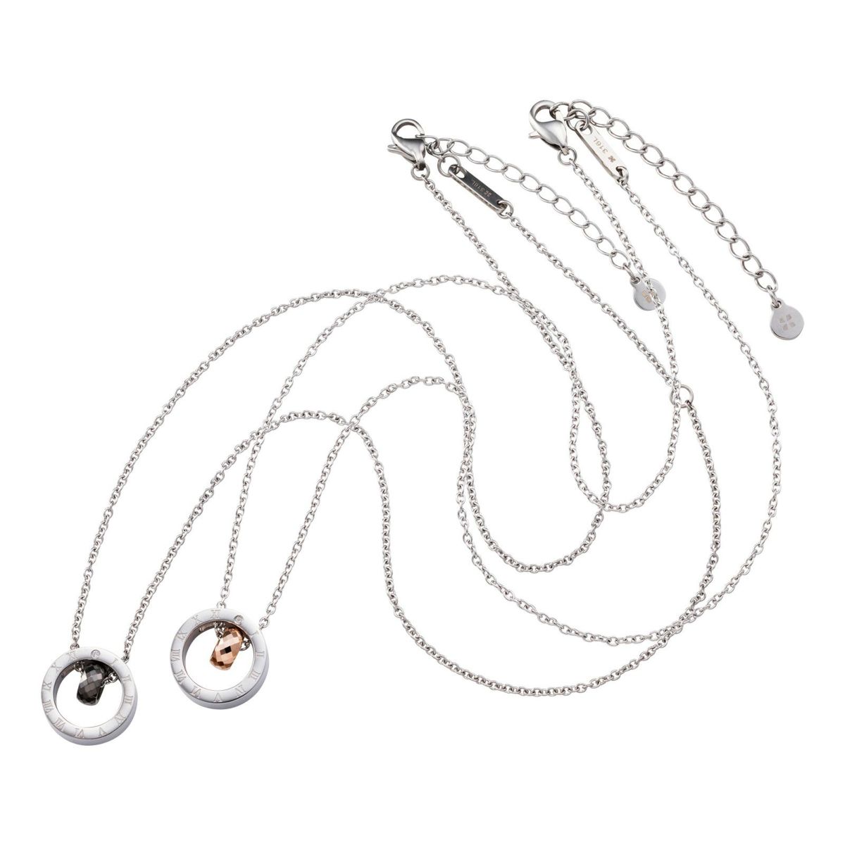 ペアネックレス 刻印可能 サークルトップ タングステン アレルギーフリー サージカルステンレス316L 時計 ローマ数字 ピンク＆ブラック 4SUP025GO＆4SUP025BK