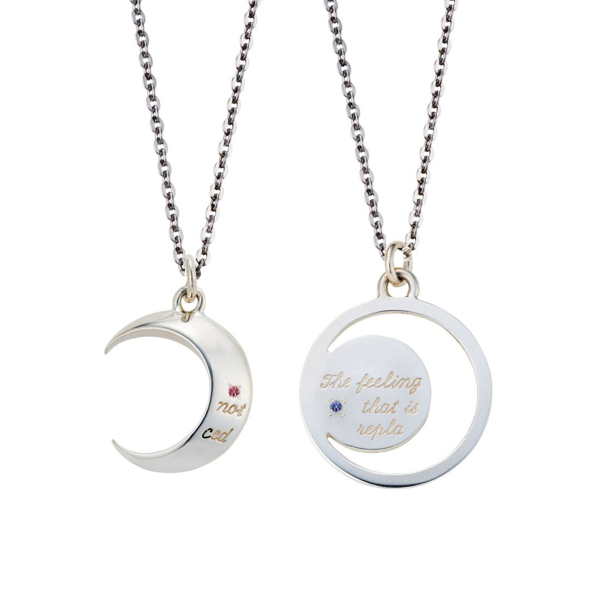 ペアネックレス 誕生石 変わらない気持ち メッセージ ムーン 月 WSPD153&WSPD154-b