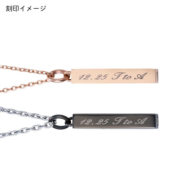 ペアネックレス 刻印可能 アレルギーフリー サージカルステンレス316L 猫 月 シェアハート ピンク＆ブラック 4SUP060GO&4SUP060BK