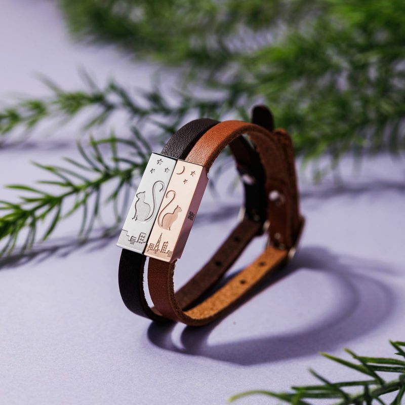 ペアブレスレット ステンレス 猫 ねこ ネコ 4SBR017GOCA&4SBR017SVDB