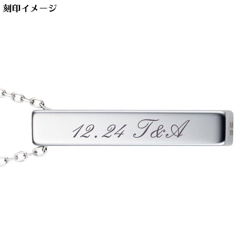 ペアネックレス 刻印可能 誕生月カラーキュービック アレルギーフリー サージカルステンレス316L 角柱 ピンク＆ブラック 4SUP200GO&4SUP200BK