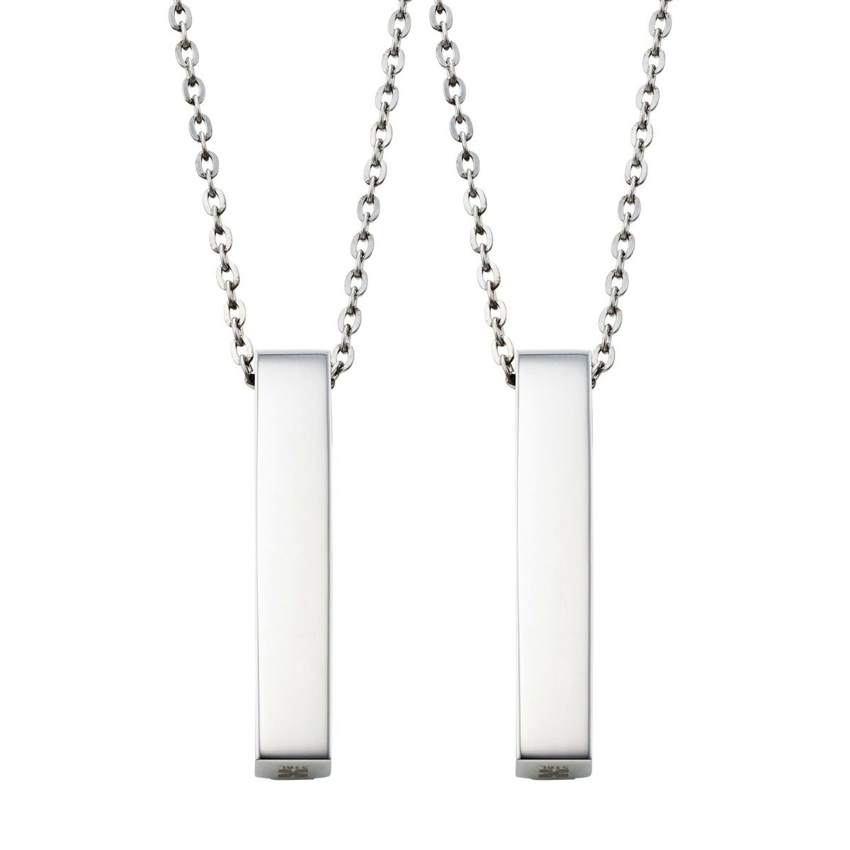 ペアネックレス 刻印可能 誕生月カラーキュービック アレルギーフリー サージカルステンレス316L 角柱 ピンク＆ピンク 4SUP200GO&4SUP200GO