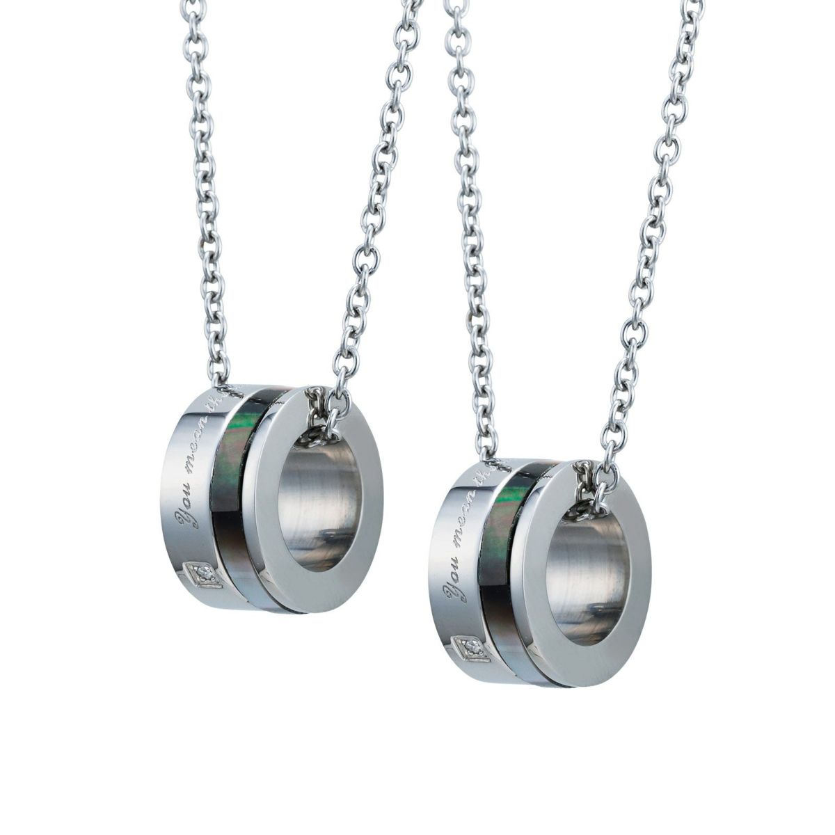 ペアネックレス 刻印可能 あなたは私の全て アレルギーフリー サージカルステンレス316L シェル メッセージ ブラック＆ブラック 4SUP066BK&4SUP066BK