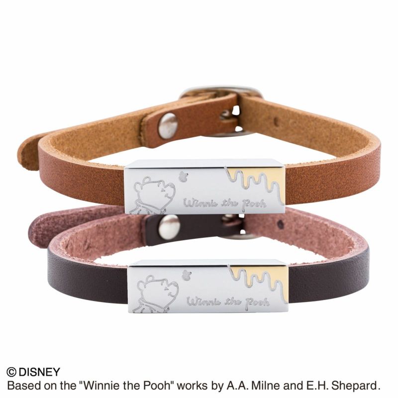 刻印無料 くまのプーさん プーさん ペアブレスレット ディズニー Disney Winnie The Pooh キャメル ブラウン Dist602svca Dist602svdb White Clover