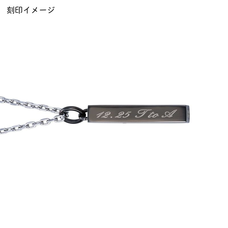 メンズネックレス 刻印可能 アレルギーフリー サージカルステンレス316L 猫 月 しっぽ ブラック 4SUP060BK