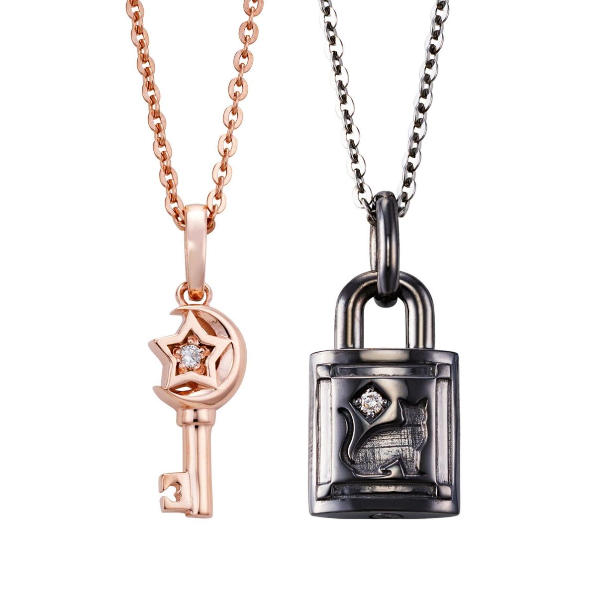 シルバー ペアネックレス WSPD869PG&WSPD868BK