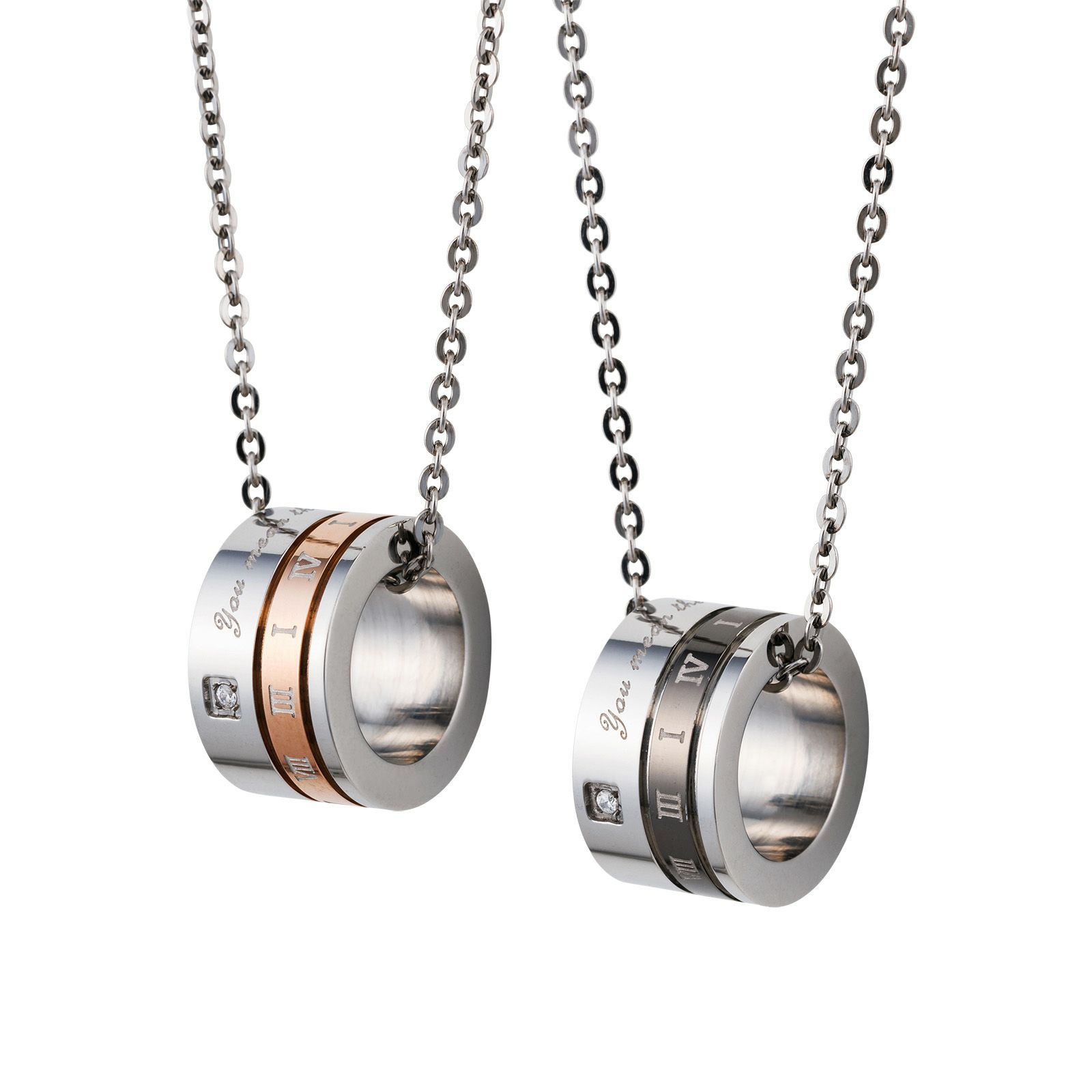 ステンレス ペアネックレス 円周率 メッセージ 4SUP094GO&4SUP094BK
