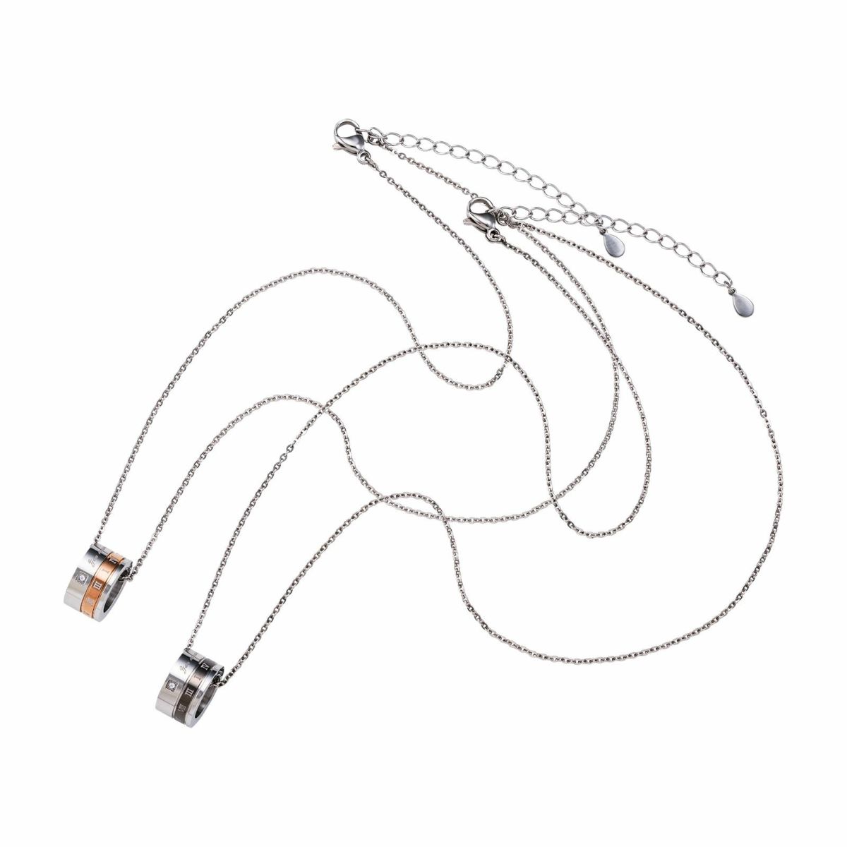 ステンレス ペアネックレス 円周率 メッセージ 4SUP094GO&4SUP094BK