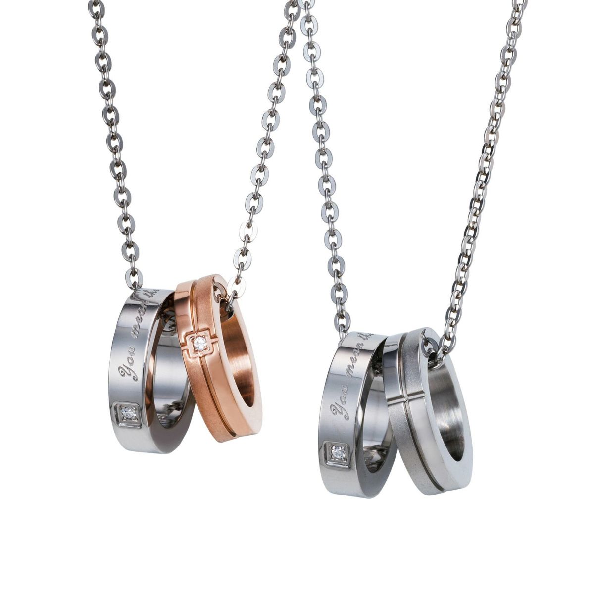 ステンレス ペアネックレス メッセージ クロス 4SUP101GO&4SUP101SV