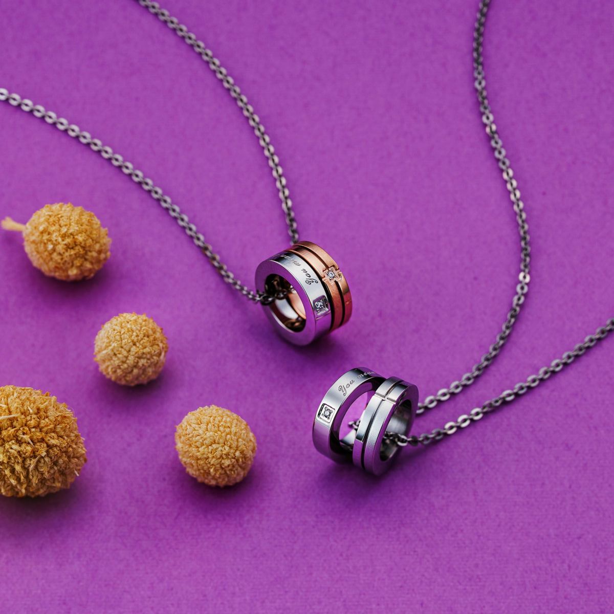 ステンレス ペアネックレス メッセージ クロス 4SUP101GO&4SUP101SV