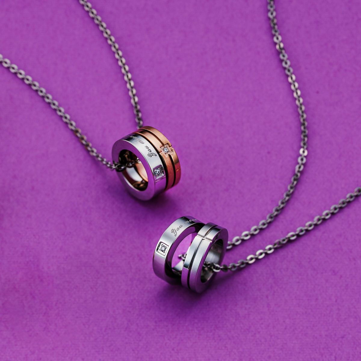 ステンレス ペアネックレス メッセージ クロス 4SUP101GO&4SUP101SV