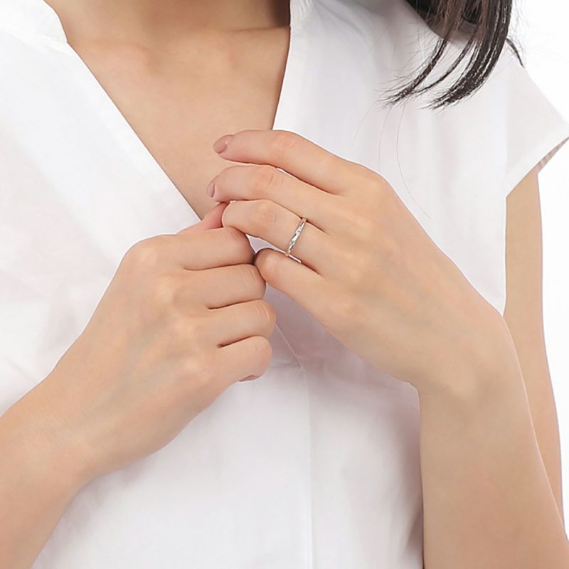 ＜blanc iris＞PETAL チェーンリング【シルバー925】フリーサイズ blanc iris,PETAL BLANC,ring,chain,bibliok,fashion,mode,