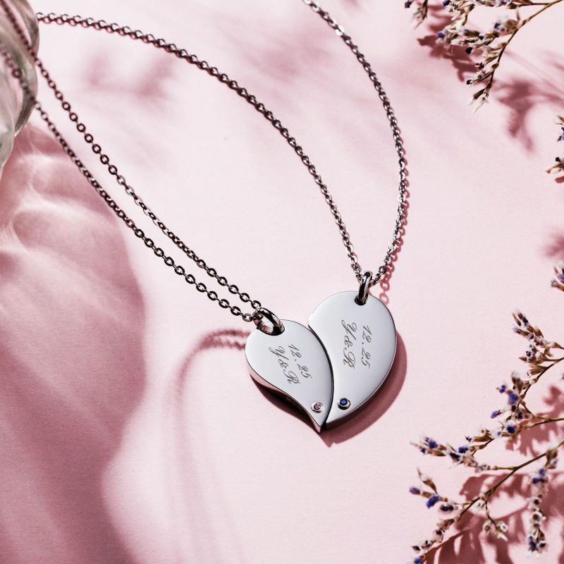 ペアネックレス ステンレス 誕生月カラーキュービック