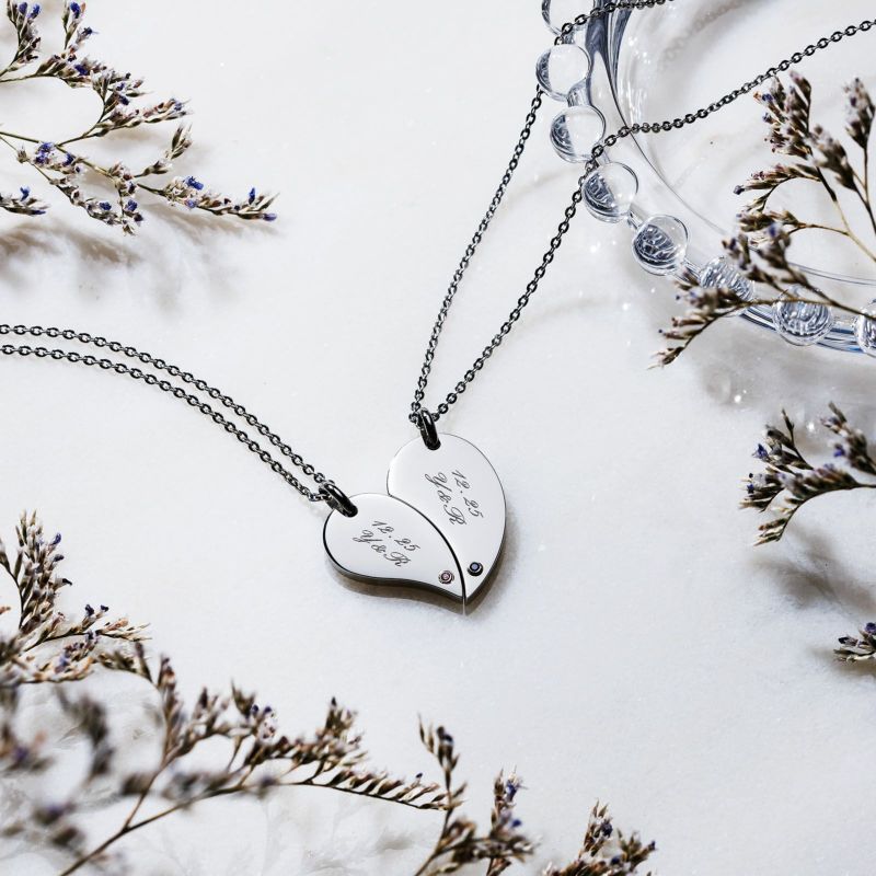 ペアネックレス ステンレス 誕生月カラーキュービック