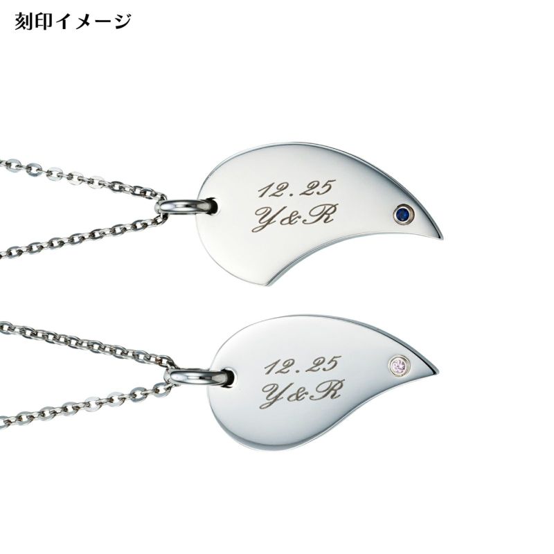 ペアネックレス ステンレス 誕生月カラーキュービック