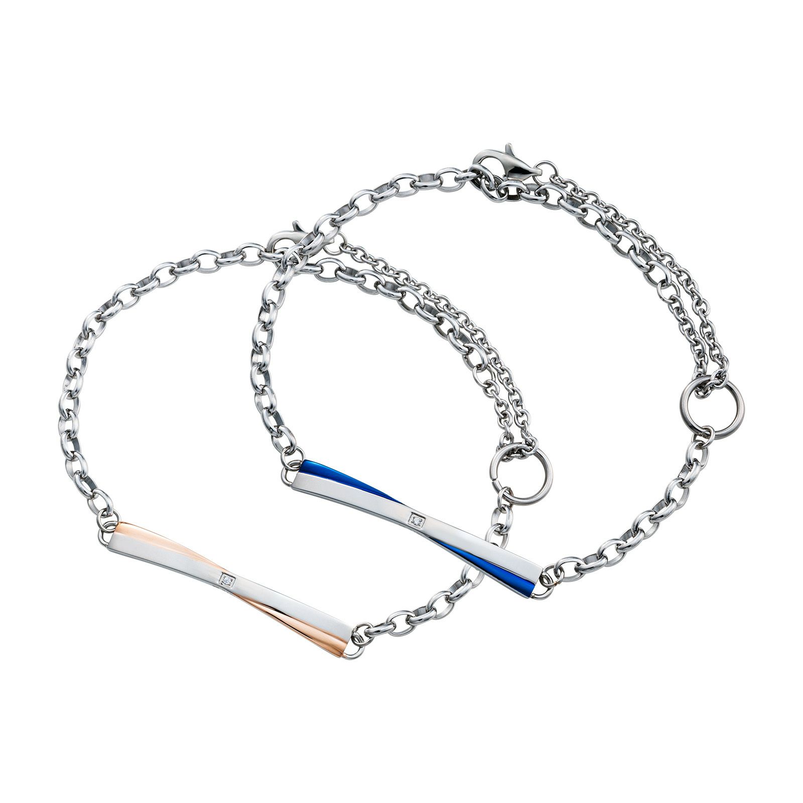 ペアブレスレット ステンレス 4SBR056GO&4SBR056BL｜white clover